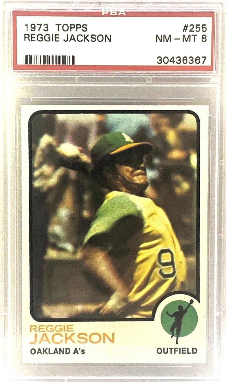 1973 - TOPPS - #255 - REGGIE JACKSON - HOF - MVP - NM-MT - PSA 8 - VIBRANT COLOR