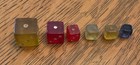 Antique 6 Different Small Colored Die Dice All Translucent Reds, Blue, & Yellows — photo 6