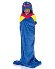 Poppy Playtime Huggy Wuggy Super Soft Hooded Blanket with Embroidered Face