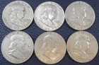 1963 D Franklin Half Dollar 90% Silver - Lot Of 6 Condition Varies c