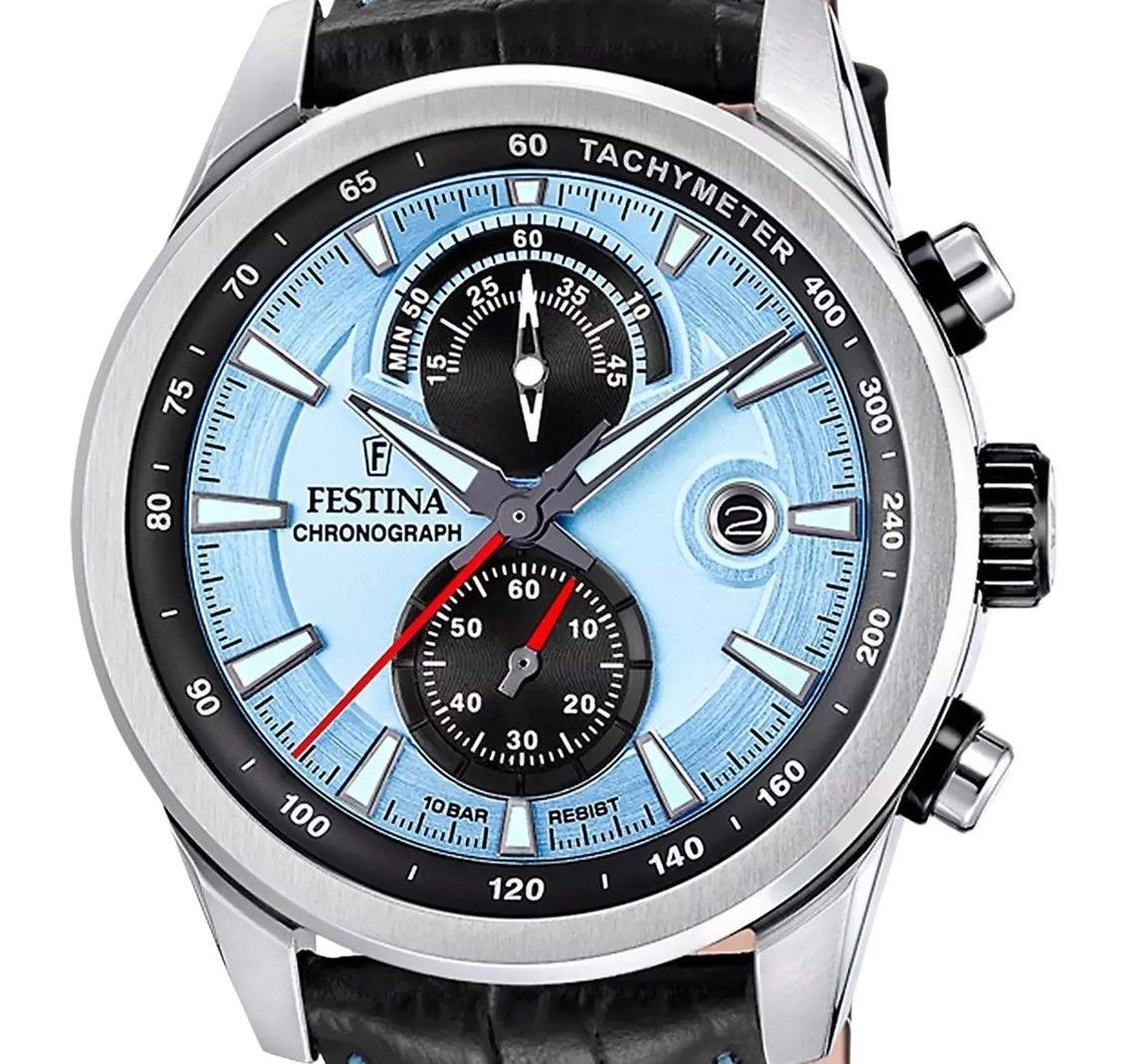 Festina Timeless Chronograph Blue Dial Quartz 100M Men's Watch F20695-2