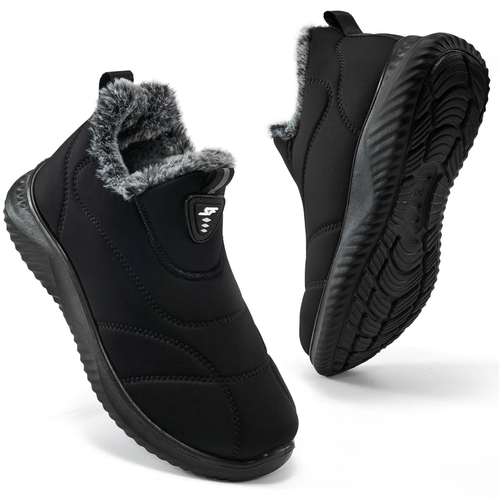 Womens Snow Boots Winter Shoes: Warm Fur Lined Slip On Ankle Booties Lightwei...-image