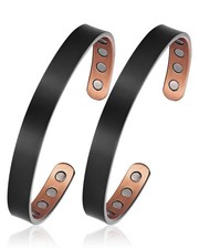 2Pcs Copper Bracelets for Women Men, 99.99 Pure Copper Cuff Bangle with 8 Pc...