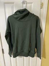 ZYIA Active Olive Green Fleece Cowl Hoodie Sweatshirt Womens Sz S EUC Thumbhole