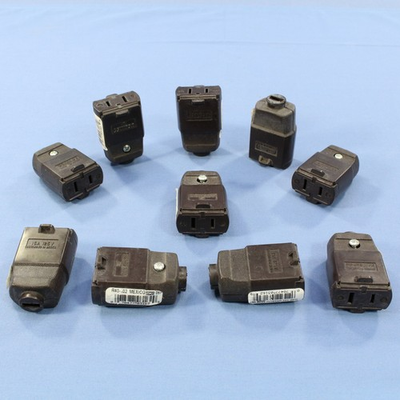 #ad #ad 10 Leviton Brown Straight Blade Polarized Connector Plugs NEMA 1 15 15A 125V 102 $14.24