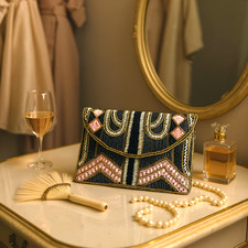 Gorgeous Beaded India Envelope Clutch Purse C...