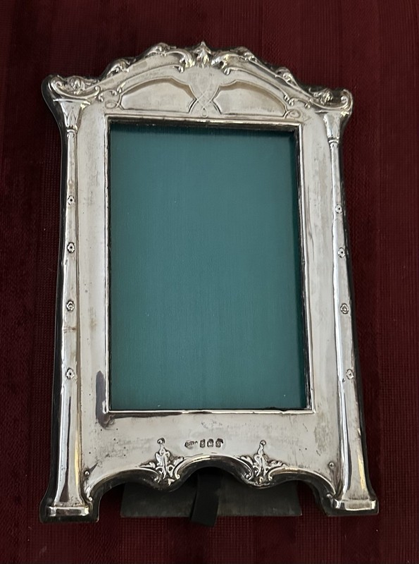Antique George V Sterling Silver Photo Frame Joseph Gloster Wood Back 3.5x5.5