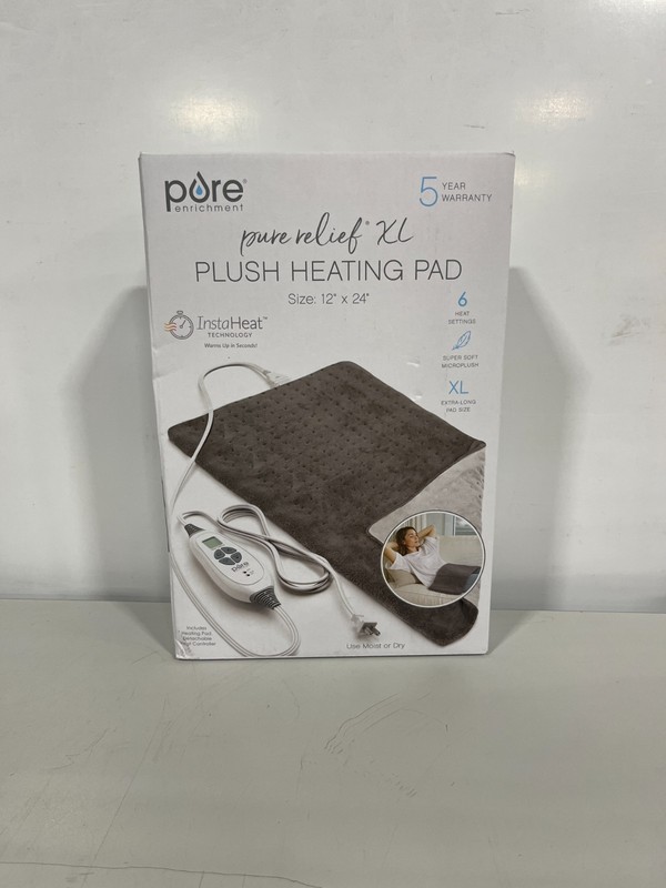Pure Enrichment Heating Pad Pure Relief XL Plush Heating Pad Size 12"x24"-NEW