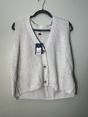 Universal Thread Women s Gray Knitted Button Up Sweater Vest - XXL