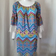 WinWin Tunic Lace Half Sleeve L XL Geometric Hippie tunic BOHO Eclectic artsy
