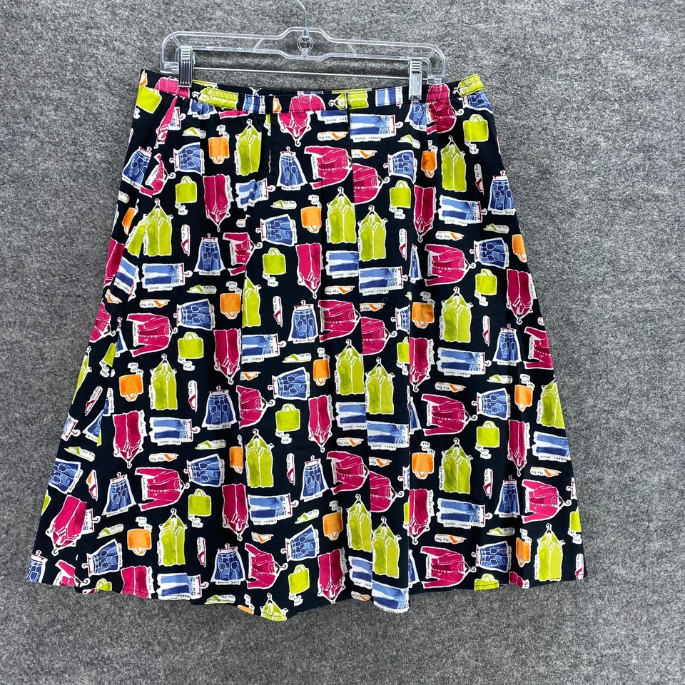 Falda Valerie Stevens Mujer 1X Plus Paños Negros Estampado Cremallera Midi Línea A Algodón Foto 2 de 4