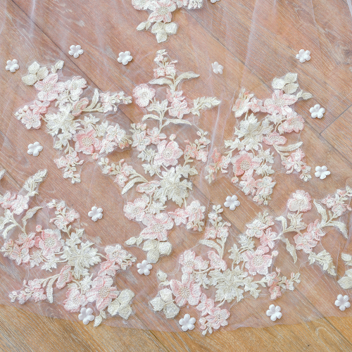 2023 Wedding Veils Long 2 Tiers Blusher Bridal Veil Lace Edge Flowers