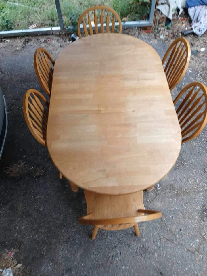 Solid Oak Dining Table With 6 Chairs Set - Image 3 of 3