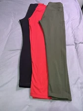 3-PC Women’s Leggings Active Wear Pockets Running Hiking Walking Workout Gym