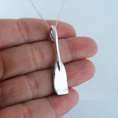 Rowing Oar Necklace - 925 Sterling Silver Paddle Pendant Crew Racing Team Sport