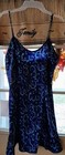 Vintage Navy Blue & Truquoise Anelique Liquid Short Nightgown size Large