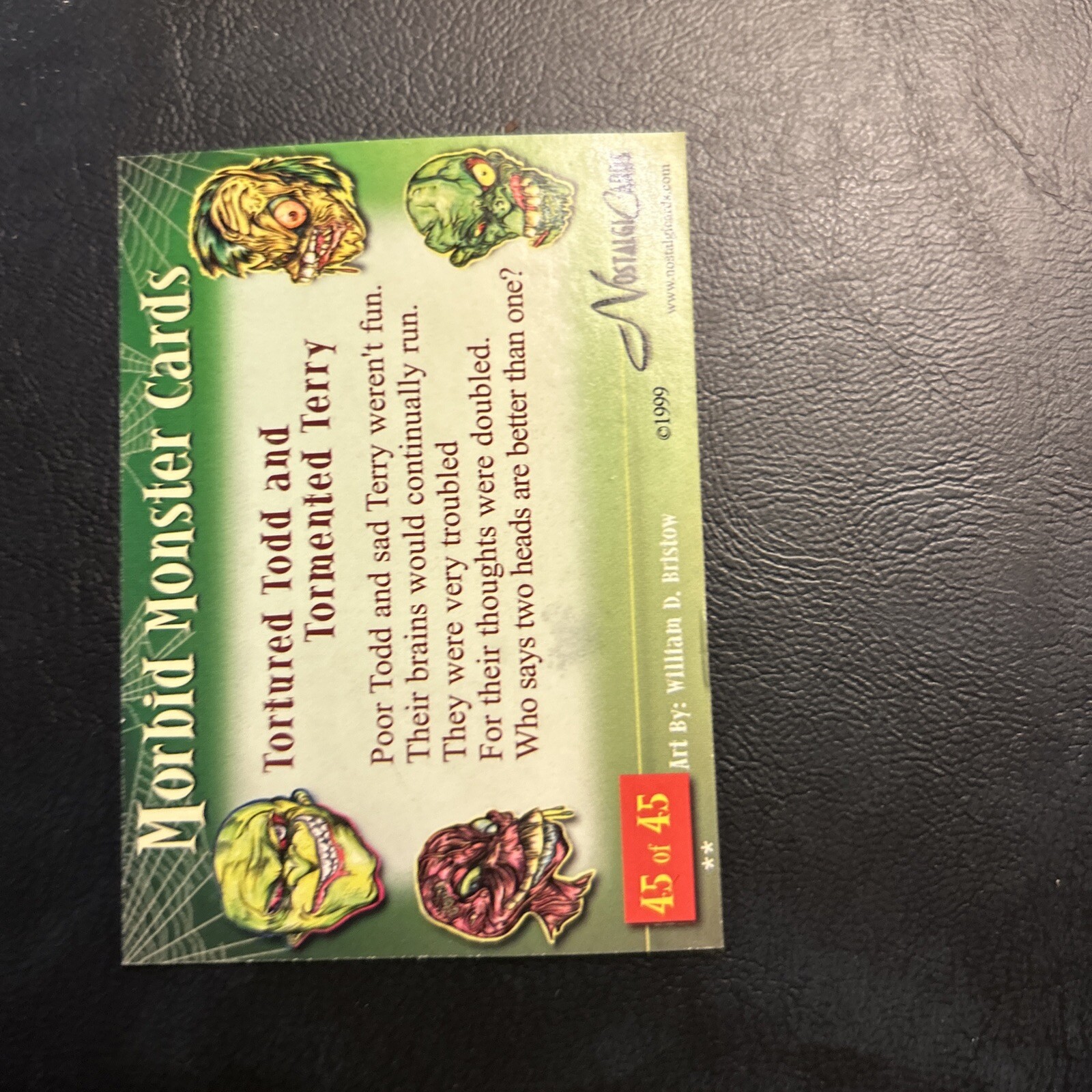 Jb2 Morbid Monster Nostalgicards 1999 #45 Tortured Todd Tormented Terry - Picture 2 of 3