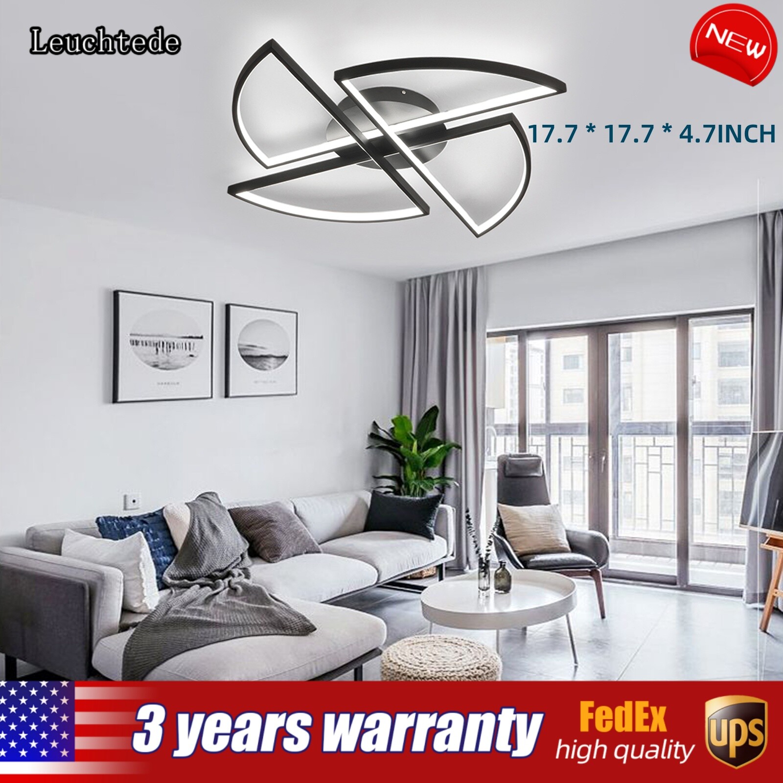 Modern LED Chandelier Flush Mount Lamp for Living Room Bedroom Hallway