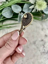  Solid brass Tennis Racquet Charm, little gift for tennis player