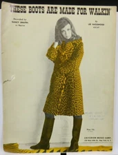 THESE BOOTS ARE MADE FOR WALKING Sheet Music Vintage 1965 Pop Nancy Sinatra Song