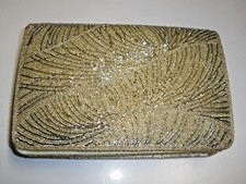 Vintage Clutch Purse Gold Beads 8" X 5" X 2" P6