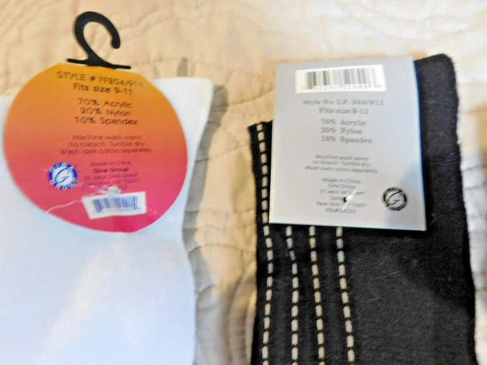 Calcetines hasta la rodilla divertidos pies para mujer 3 pares talla 9-11 blancos y negros con diseño Foto 3 de 3