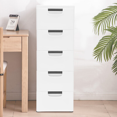 5 Drawers Dresser Clothes Storage Cabinet Bedroom Plastic Chest Closet Organizer
