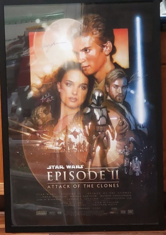 Ewan McGregor Natalie Portman Hayden Christensen signed 27 x 40 SWAU Star Wars