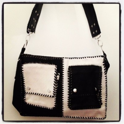 New Black & White One Of A Kind Unisex Messenger. Strap converts to a Belt