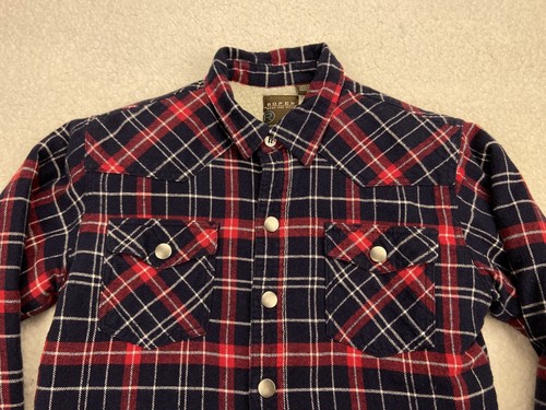 Roper Shacket Shirt BOY M 8-10 Plaid Flannel Sherpa Lined Long Sleev Jacket Snap - Picture 3 of 23
