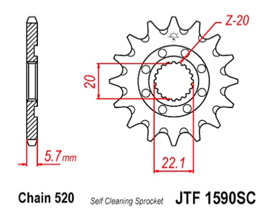 JT Front Sprocket 520 13 Tooth YZ125 2005-2024 YZ250F FX WR250F