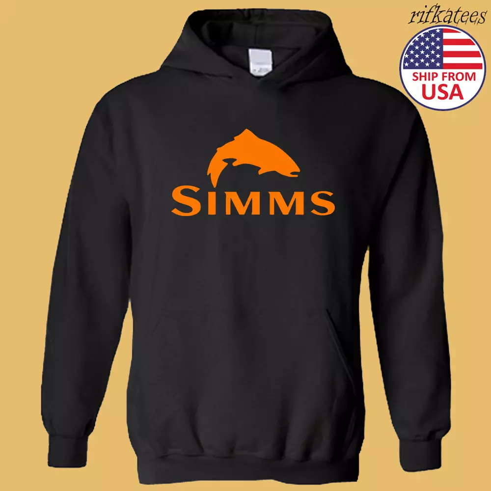 SIMMS Fishing Logo Black Hoodie Sweatshirt Size S-3XL