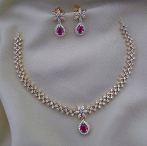 Authentic Indian Bollywood Bridal Party Wear Gold Plated Cz Necklaces Set Wedding Women