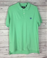 Chaps Stretch Men's Green Short Sleeve 2-Button Logo Polo Shirt Size M