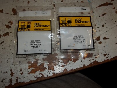 LOT OF 2 PHILIPS SYLVANIA ECG 5039A ZENER DIODE 43V .5W BAND IS K 4 PIECES(*1-4)