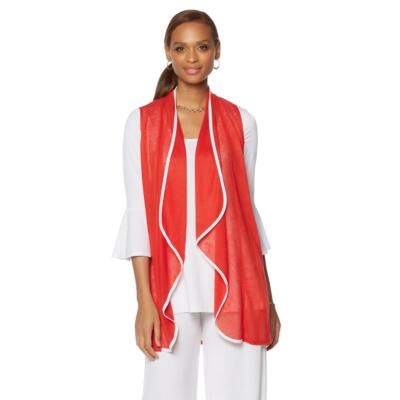 Slinky Brand Women's Onion Skin Knit Open-Front Duster Vest Red