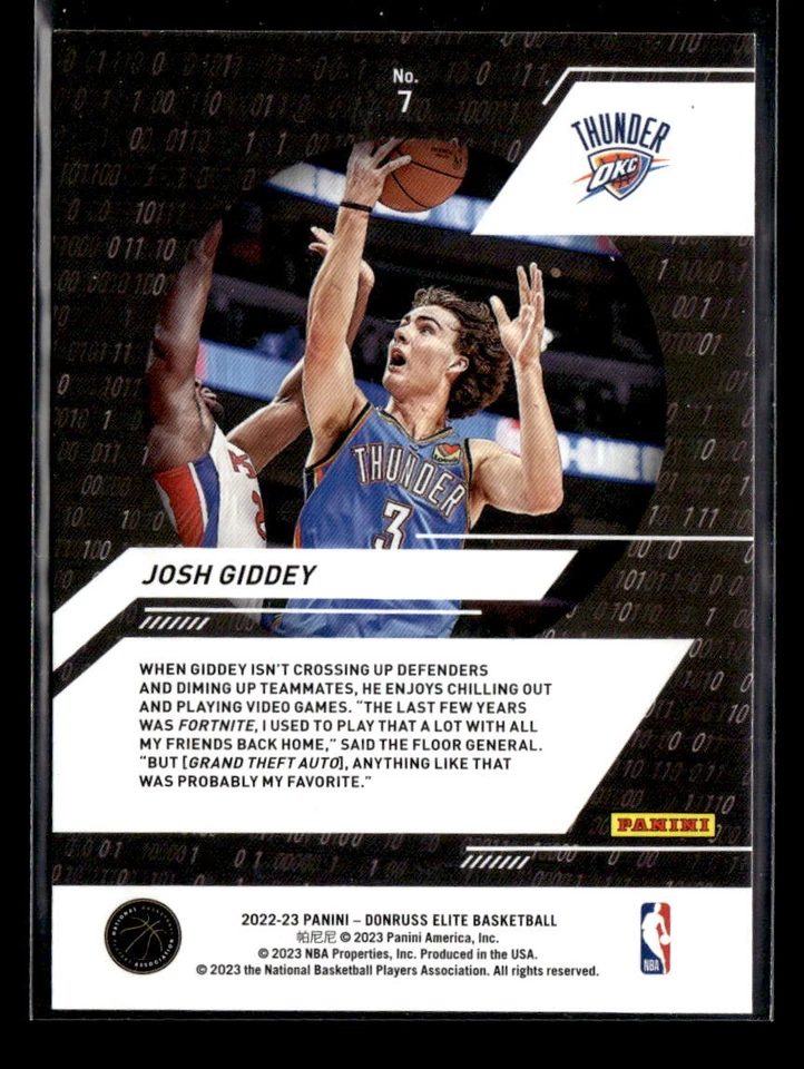 Josh Giddey - 2022-23 Panini Donruss Elite Power Formulas #7 OKC Thunder - Image 2 of 2