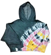 VICTORIA'S SECRET PINK FLEECE CROPPED PULLOVER SWEATSHIRT HOODIE TIE DYE XXL NWT