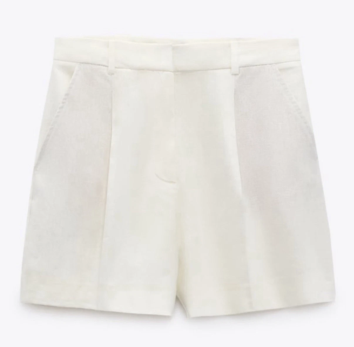 NWT Zara Women’s White Linen High Rise Shorts Size L (defect read description)