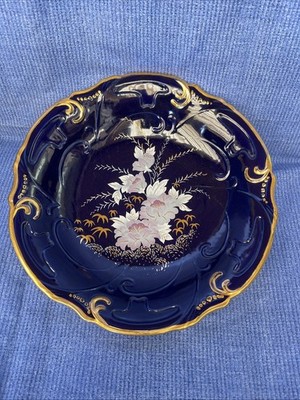Kobalt Blau Crown Arpo Schale Prunkschale Prunkteller Goldrand Fine Porcelaine