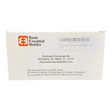 50 Pack Basic Essential Bottles Empty Lip Balm Tubes Assorted Colors 5.5 ml New