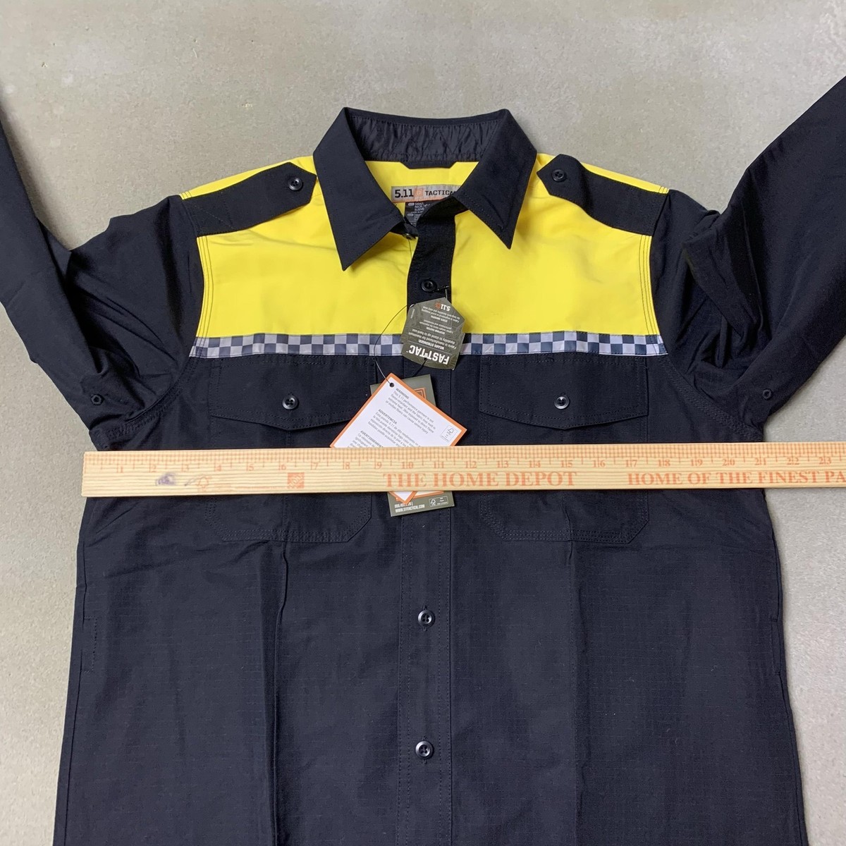 5.11 Tactical Fast-Tac Uniform Shirt Mens Small Blue Yellow Button