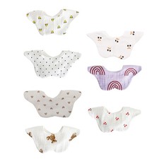 Cartoon Printed Baby Bib Round Petal Saliva Towel Comfortabel Cotton Breathable