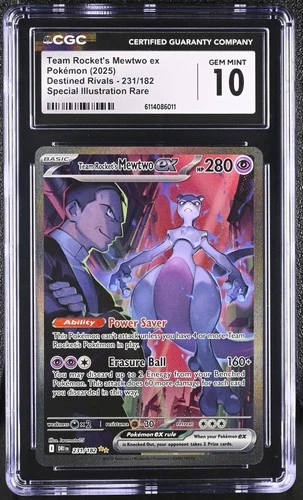 2025 Pokemon #231/182 Team Rocket's Mewtwo ex Destined Rivals CGC 10