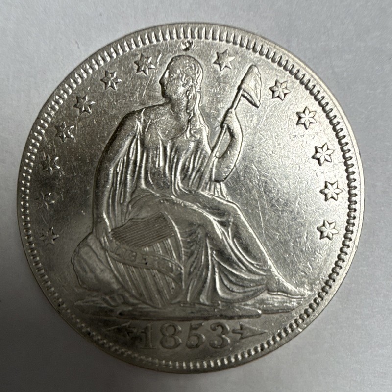 1853 Seated Liberty Half Dollar 50C Arrows & Rays Silver Uncertified Ungraded