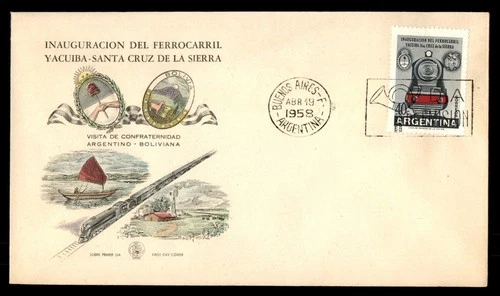 Mayfairstamps Argentina FDC 1958 Front of Train Crests First Day Cover aaw_83307