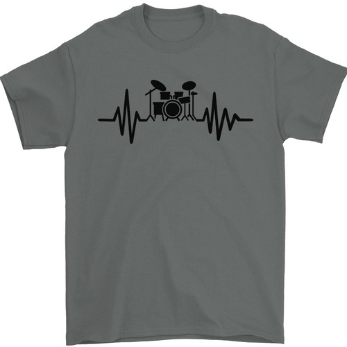 Kit Batería Pulse Ecg Baterista Tocar la Tambor Camiseta Hombre 100% Algodón - Imagen 5 de 28