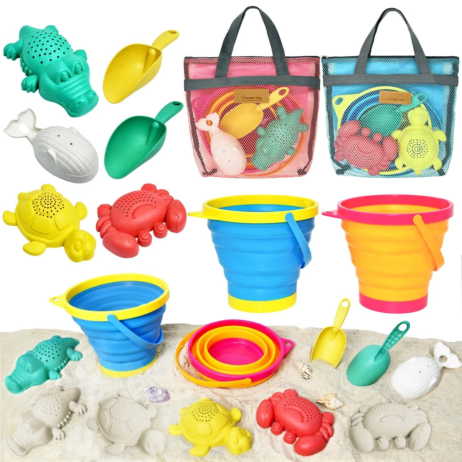 Collapsible Beach Toys for Kids Toddlers, Collapsible Sand Buckets Shovels Se...
Opens in a new wind
