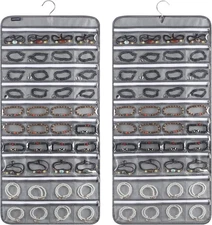 80 zippered pockets hanging jewelry organizer for storing jewelry