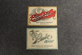 Lot of 2 Different Vintage Doehne Beer Labels Harrisburg PA RARE